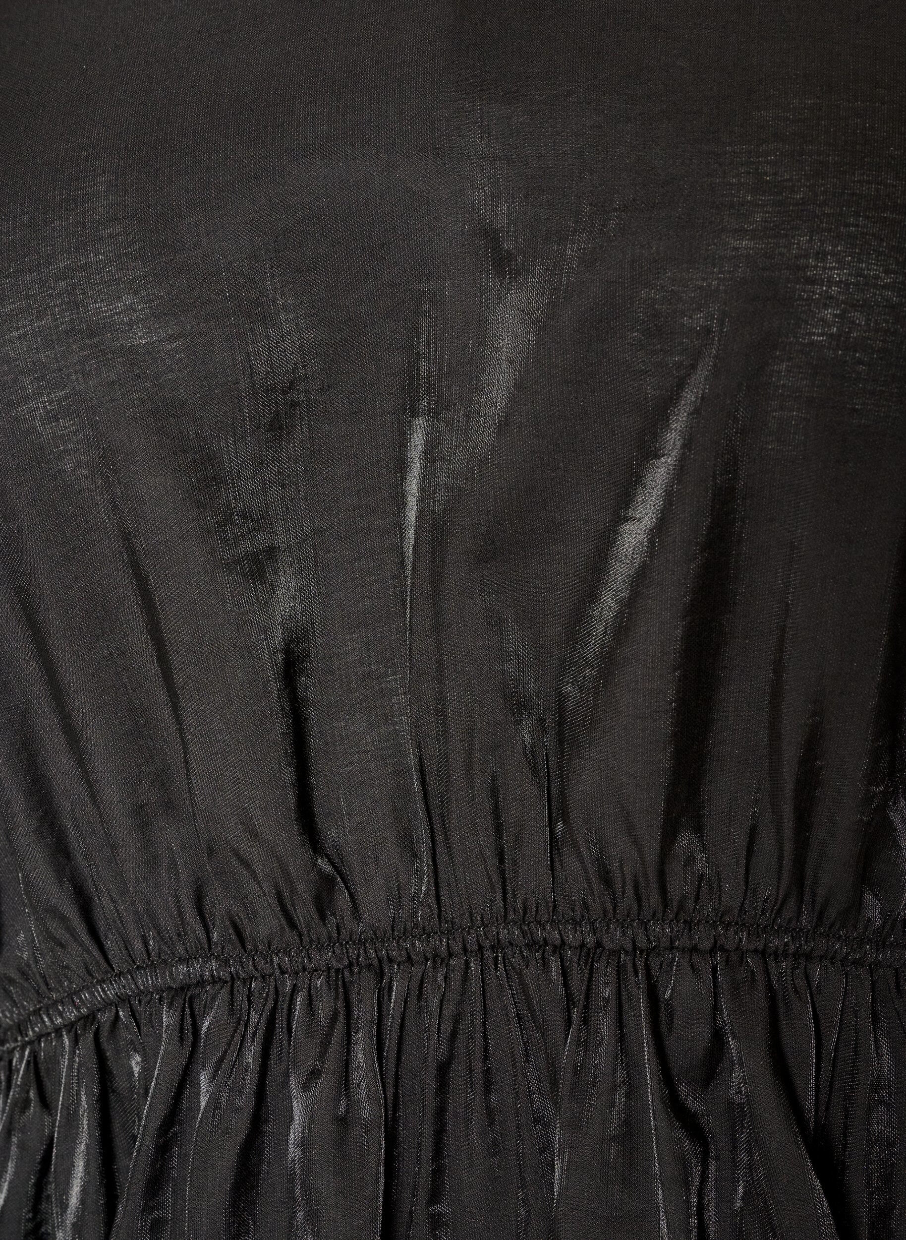 ZizziGlansfuld viskosebluse med peplum-effekt, Sort, Packshot image number 2