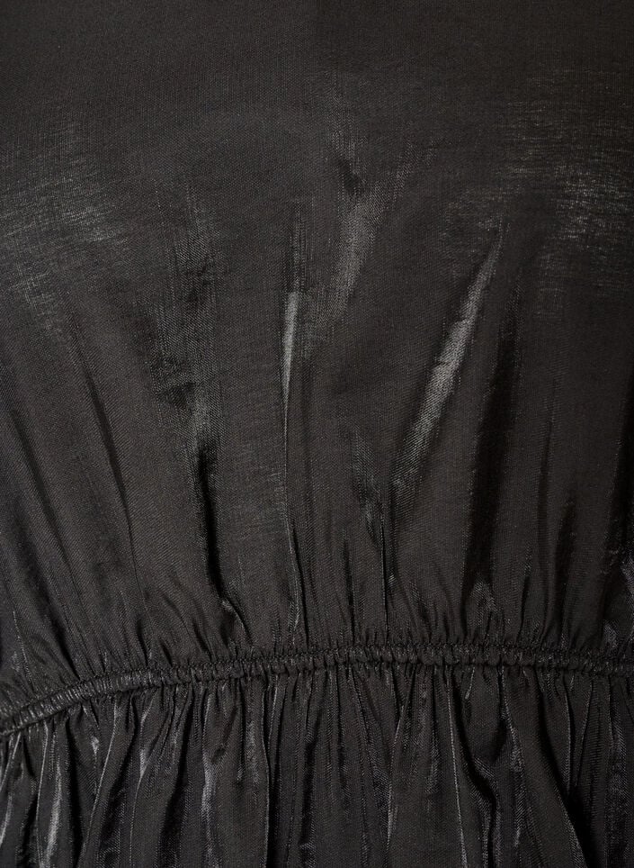 Glansfuld viskosebluse med peplum-effekt, Sort, Packshot image number 2