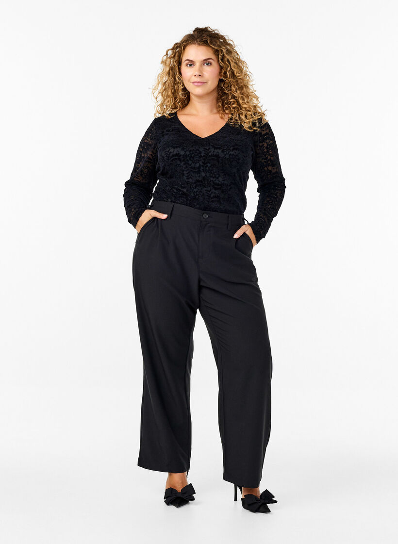 Blondebodystocking med lange ærmer, Black, Model image number 2