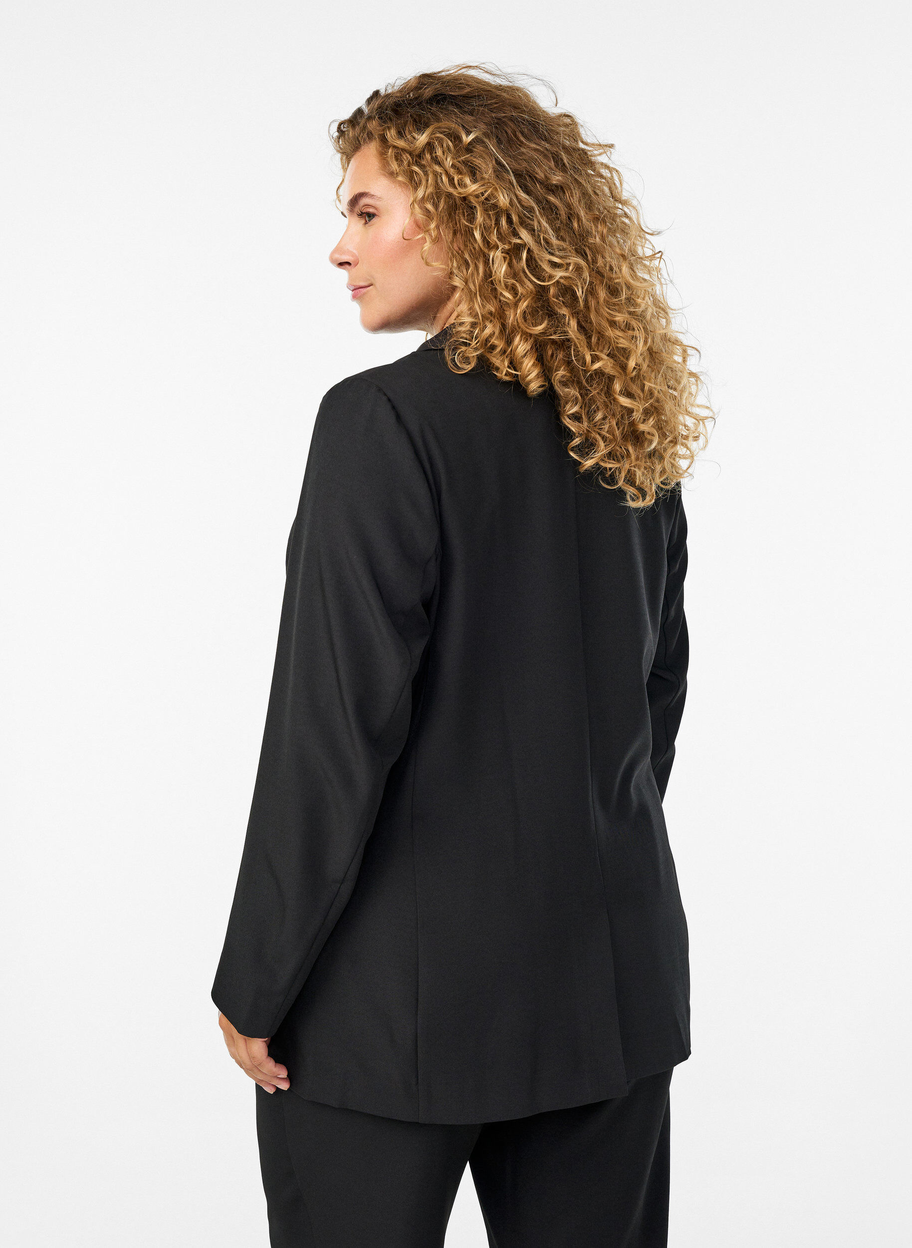 Zizzi FLASH - Blazer med lommer og slids, Sort, Model image number 2