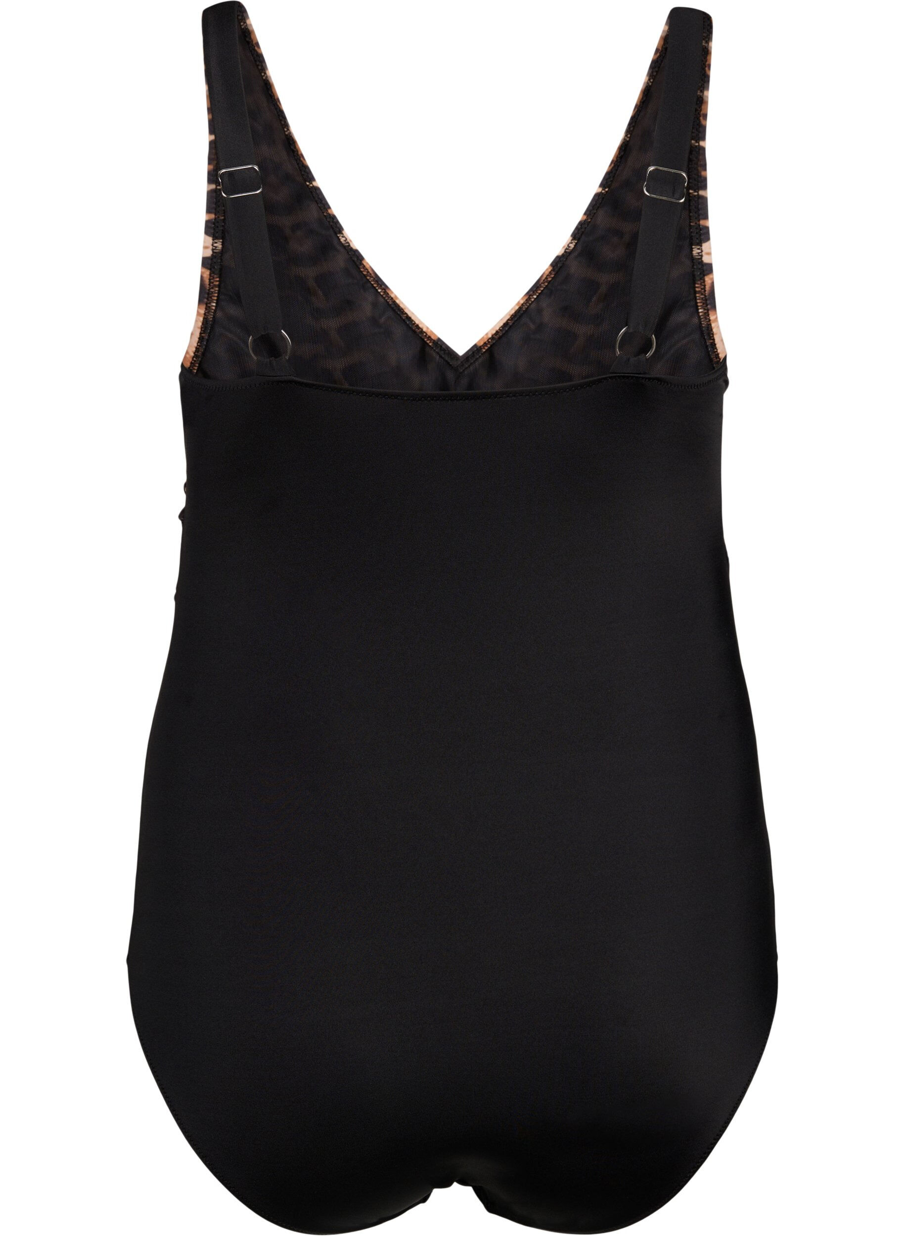 Zizzi Badedragt med b&oslash;jle og regulerbare stropper, Black Leopard, Packshot image number 1