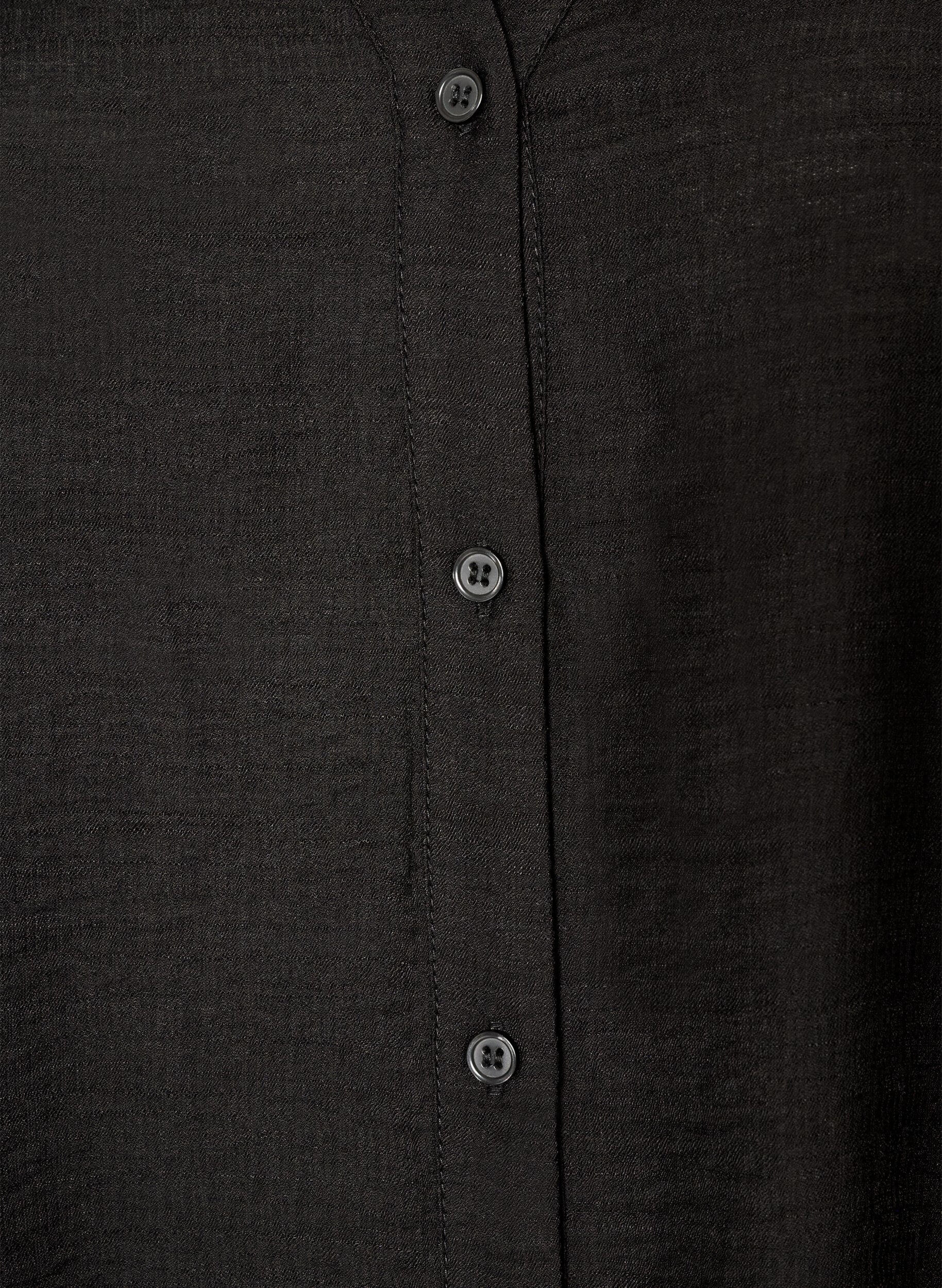 ZizziSkjorte i viskose med broderi p&aring; &aelig;rmer, Sort, Packshot image number 2