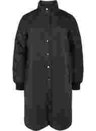 Quiltet jakke med teddy og knaplukning, Black Comb