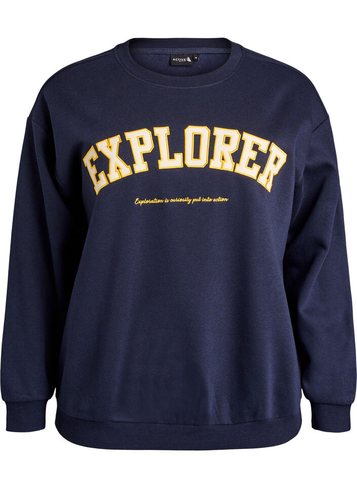 Sweatshirt med statement-detalje, Blå, Packshot image number 0
