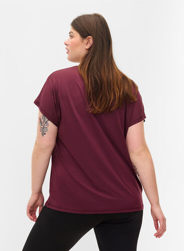 Ensfarvet trænings t-shirt, Fig, Model image number 1