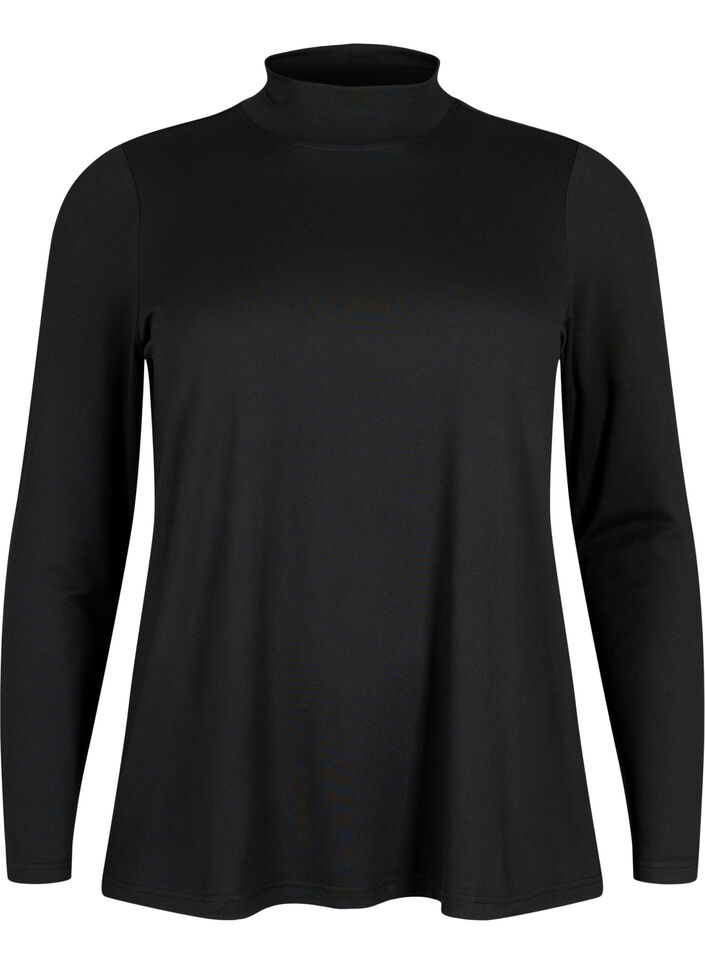 FLASH - Langærmet bluse med turtleneck, Sort, Packshot image number 0