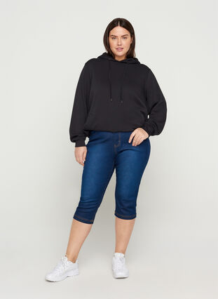 Sweatshirt med lommer og hætte, Black, Model image number 2