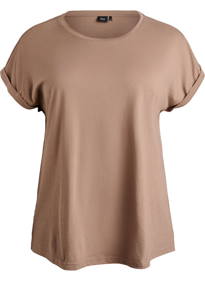 Kort&aelig;rmet t-shirt i bomuldsblanding, Brun, Packshot image number 0