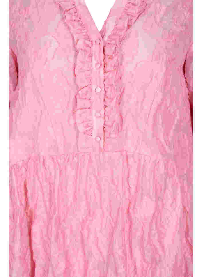 Jacquard kjole med flæser og a-shape, Cashmere Rose, Packshot image number 2