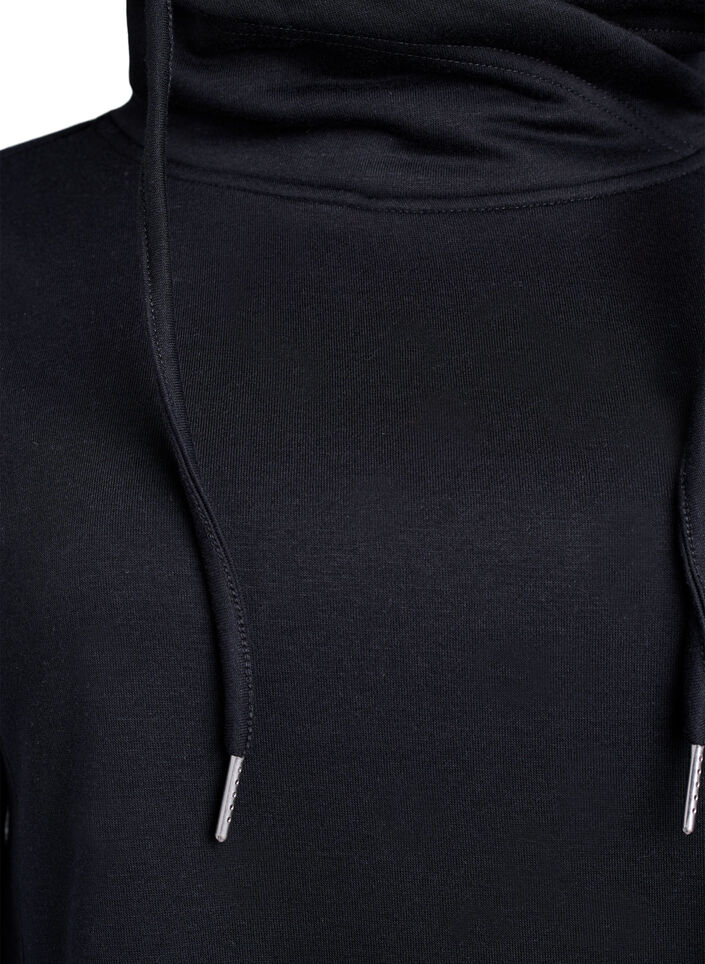 Kort sweatkjole med h&oslash;j krave og lommer, Sort, Packshot image number 2