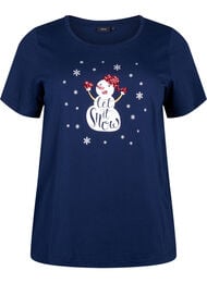 Jule t-shirts i 100% bomuld, Navy B. w. LetItSnow