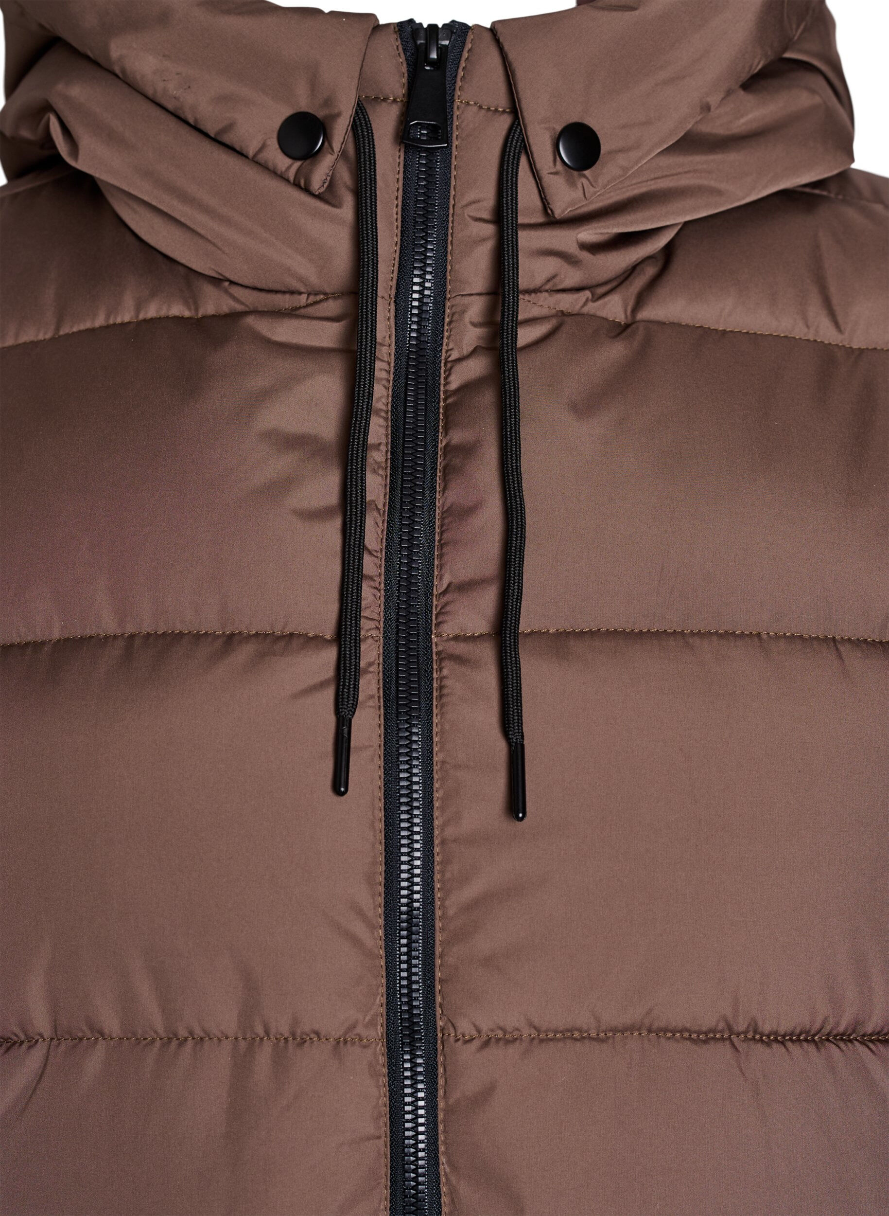 ZizziLang vest med h&aelig;tte og lommer, Brun, Packshot image number 2