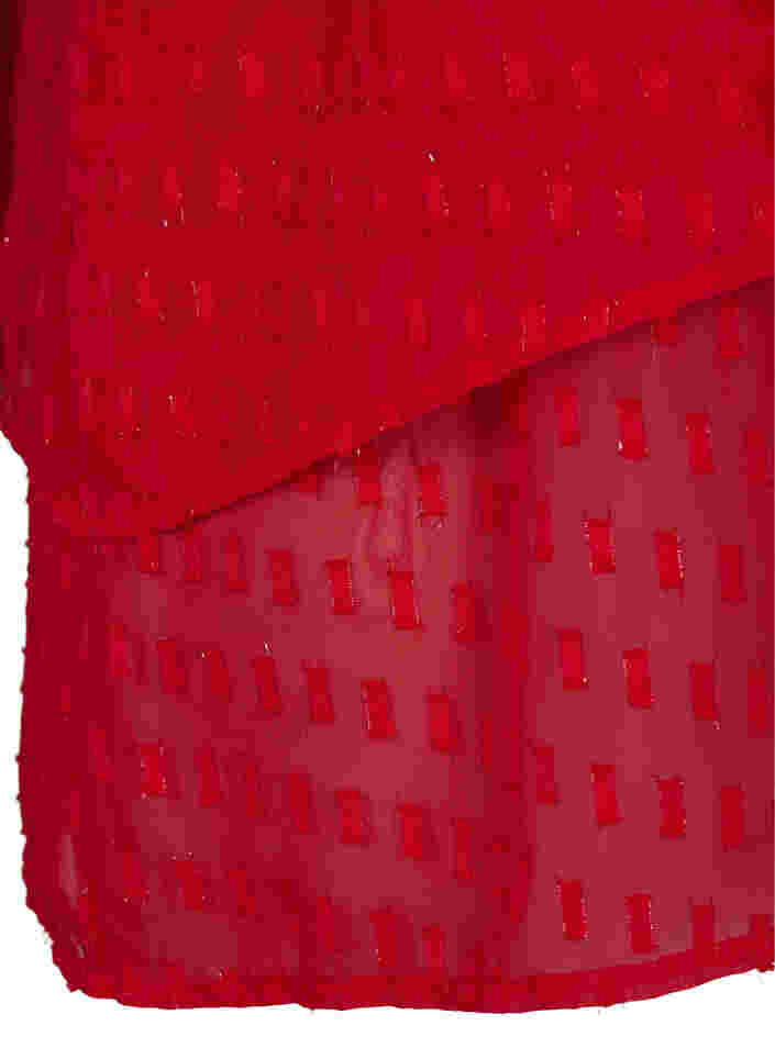 Bluse med 2/4 ærmer i mønstret chiffon, Tango Red, Packshot image number 3
