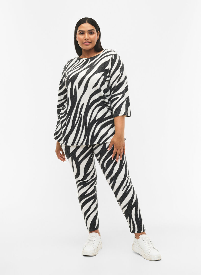Leggings med zebramønster, White Zebra, Model image number 0