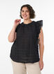 &AElig;rmel&oslash;s bluse med struktur og fl&aelig;ser, Sort, Model image number 0
