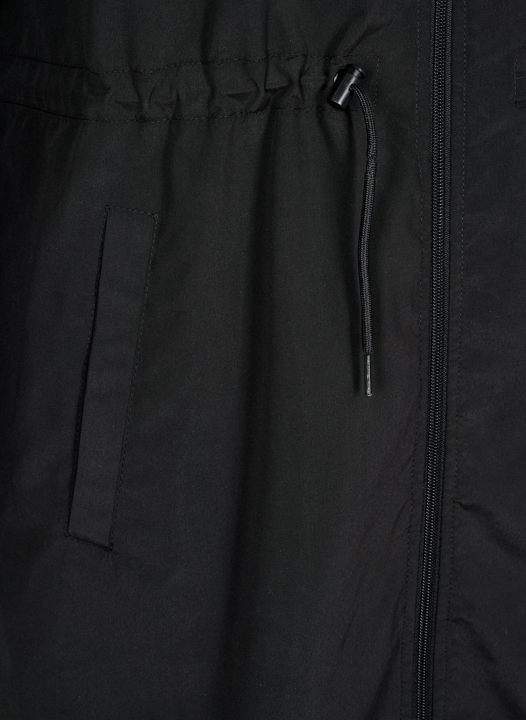 Zizzi FLASH - Parka i let matriale med h&aelig;tte, Sort, Packshot image number 3