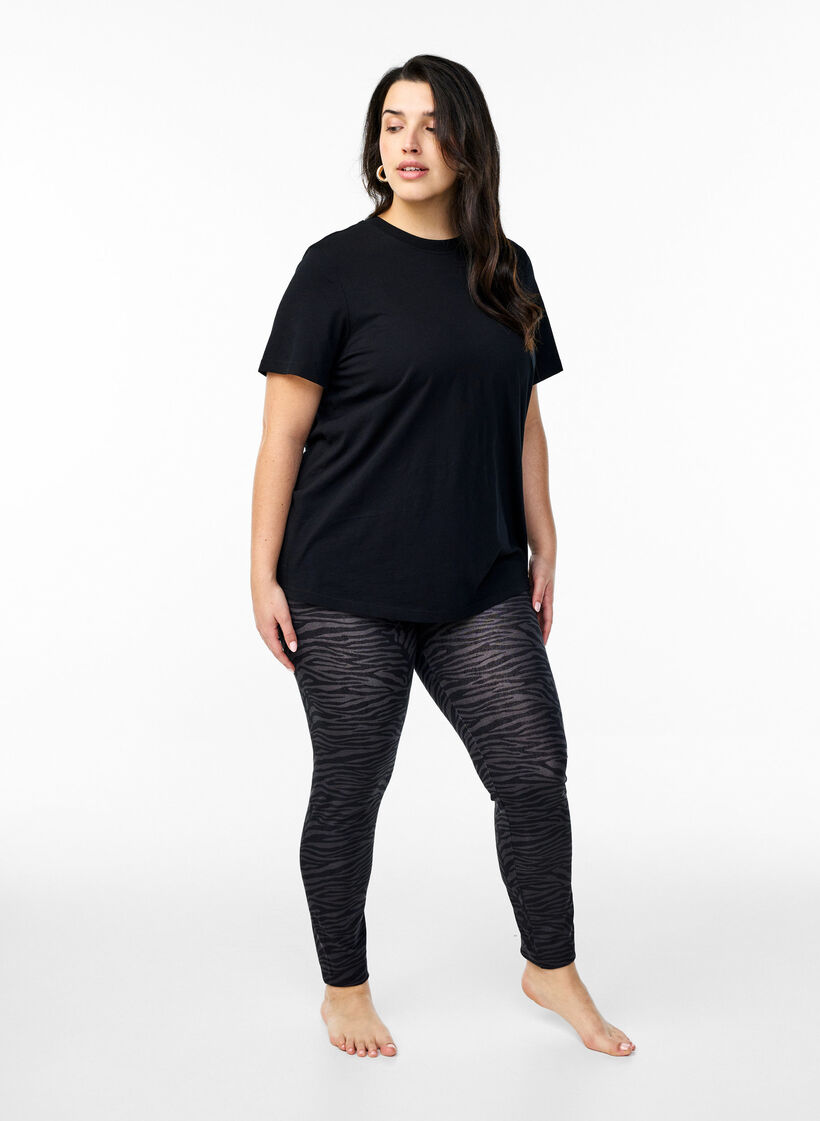 Viskose leggings med print, Sort, Model image number 1