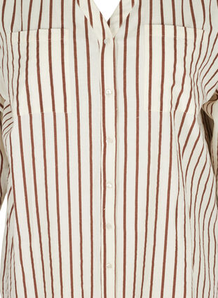 Lang stribet bomulds skjorte med v-hals, Stripe, Packshot image number 2