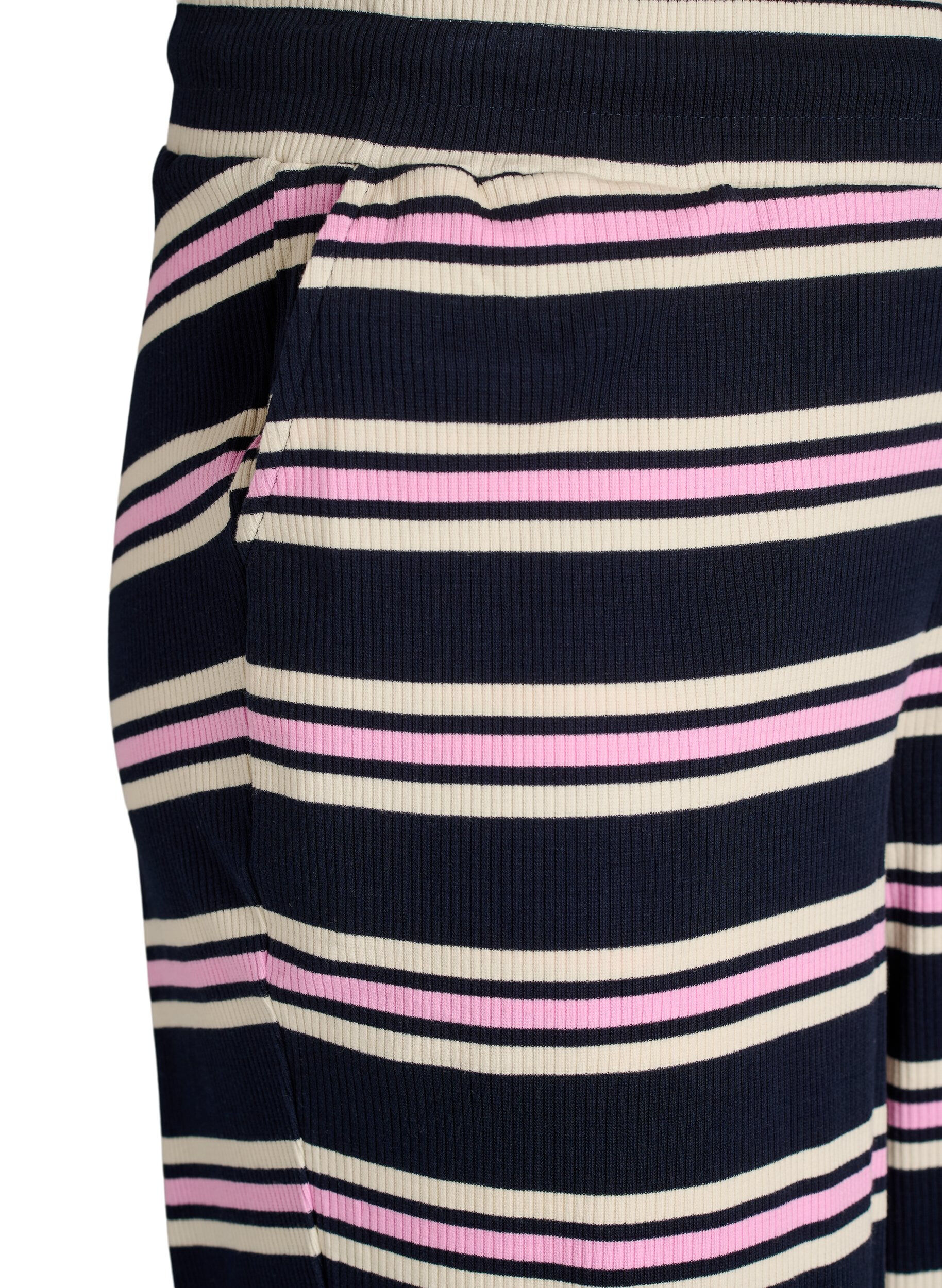 Zizzi Stribede natbukser med l&oslash;se ben, Bl&aring;, Packshot image number 2