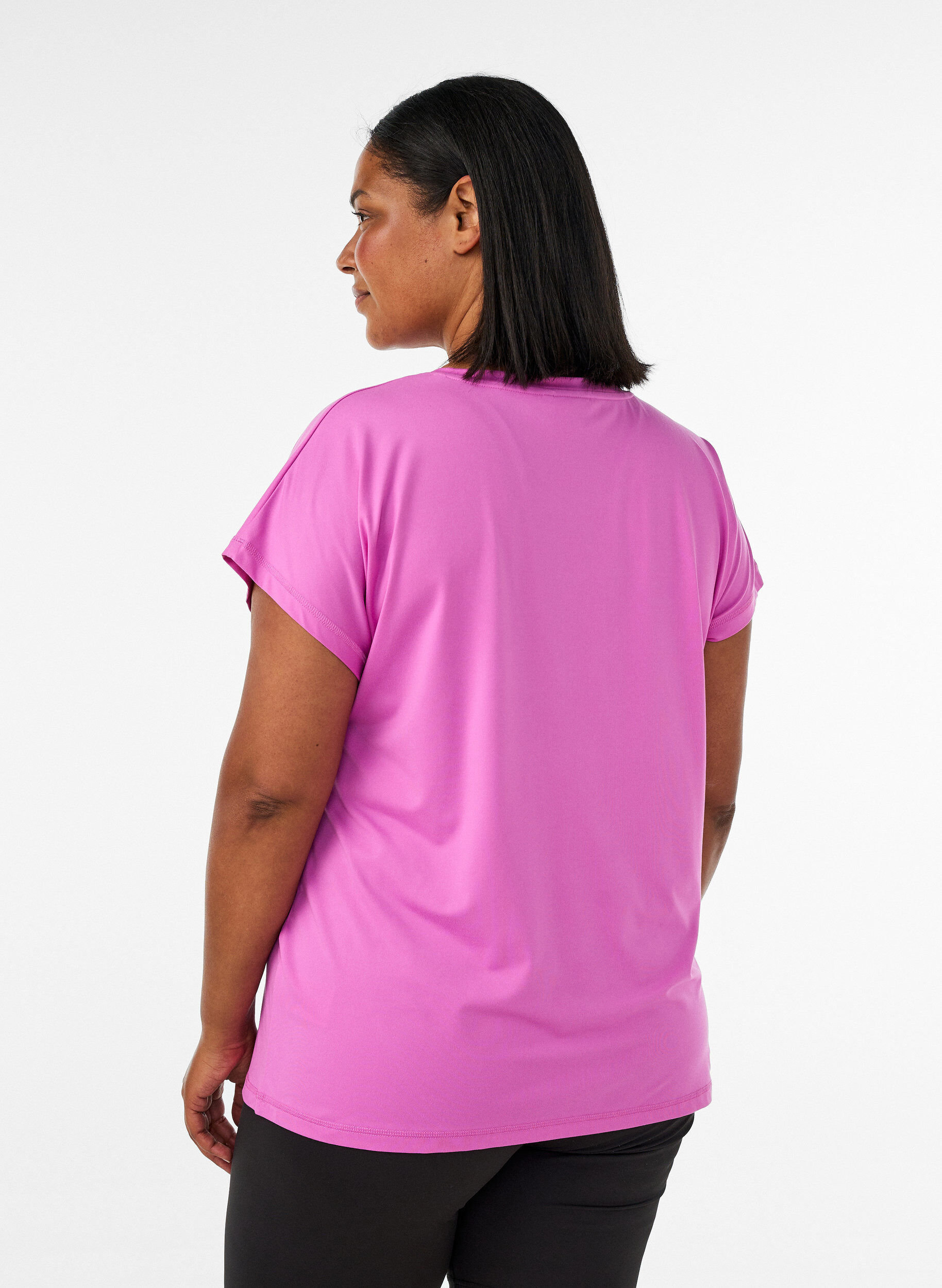 ZizziEnsfarvet tr&aelig;nings t-shirt, Lilla, Model image number 2
