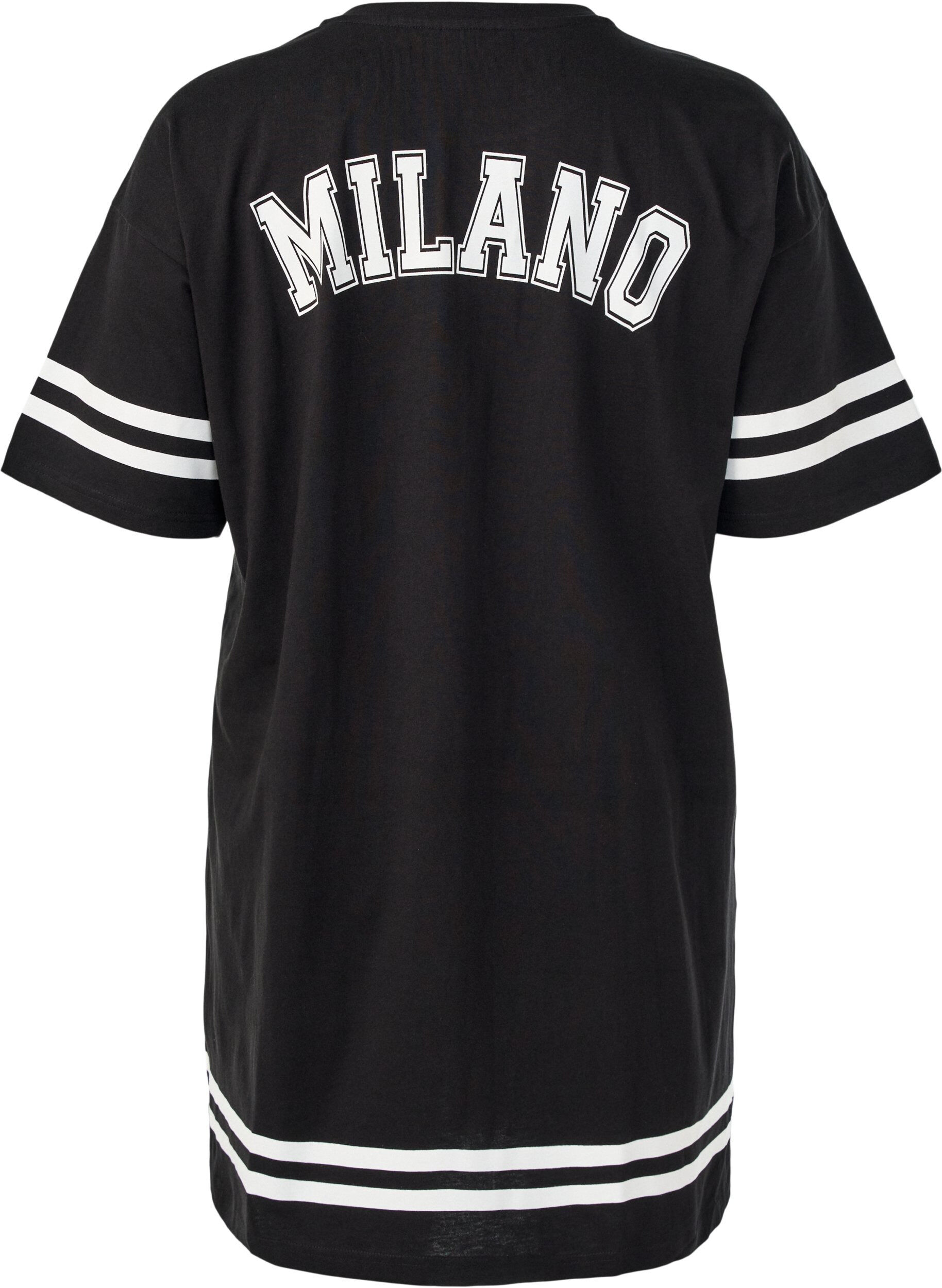 ZizziKort t-shirtkjole med sporty detaljer, Sort, Packshot image number 1
