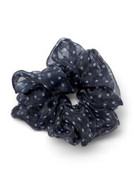 Scrunchie med blomsterprint, Black w. Light Dot