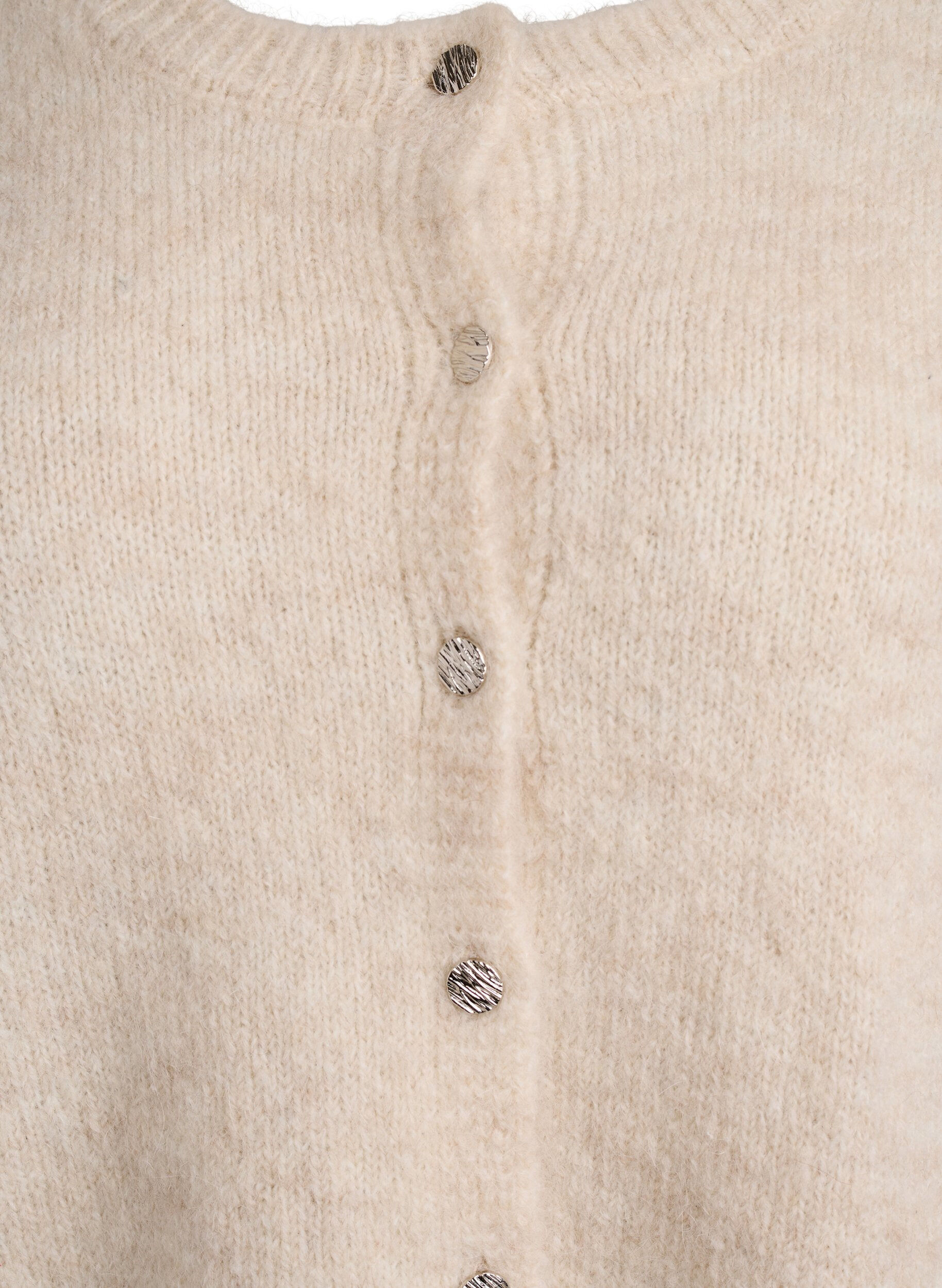 Zizzi Cardigan med uld og alpaka og dekorative knapper, Beige, Packshot image number 2