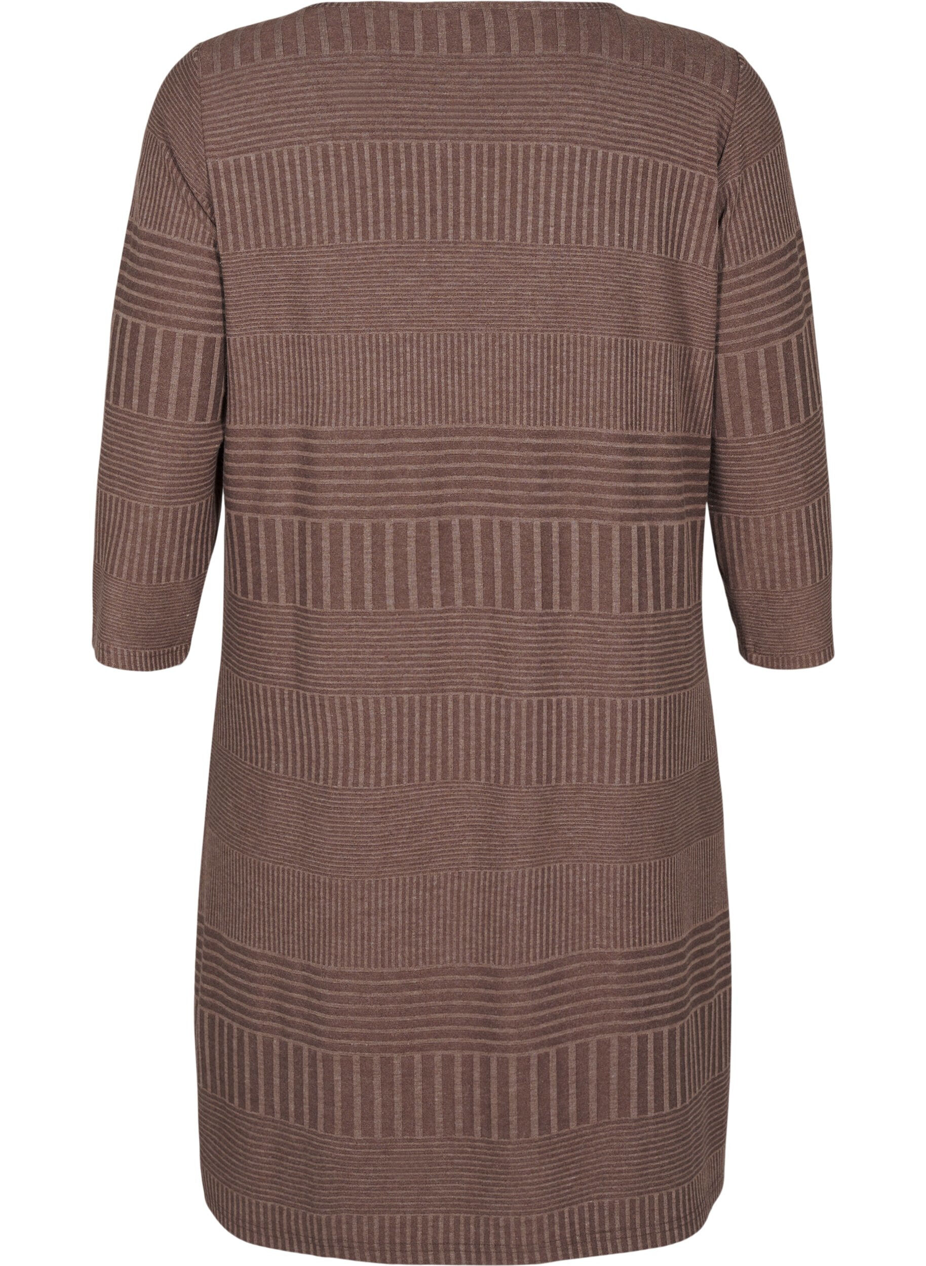 Zizzi Kjole med 3/4 &aelig;rmer og stribet m&oslash;nster, Ch. Martini Mel., Packshot image number 1