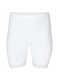 Cykelshorts med blondekant, Hvid