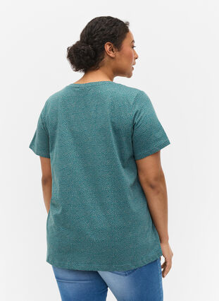 Printet t-shirt i bomuld, Balsam Green DOT, Model image number 1
