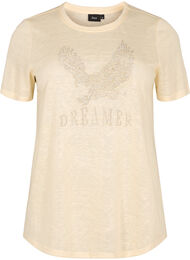 T-shirt med nitter og rund hals, Buttercream