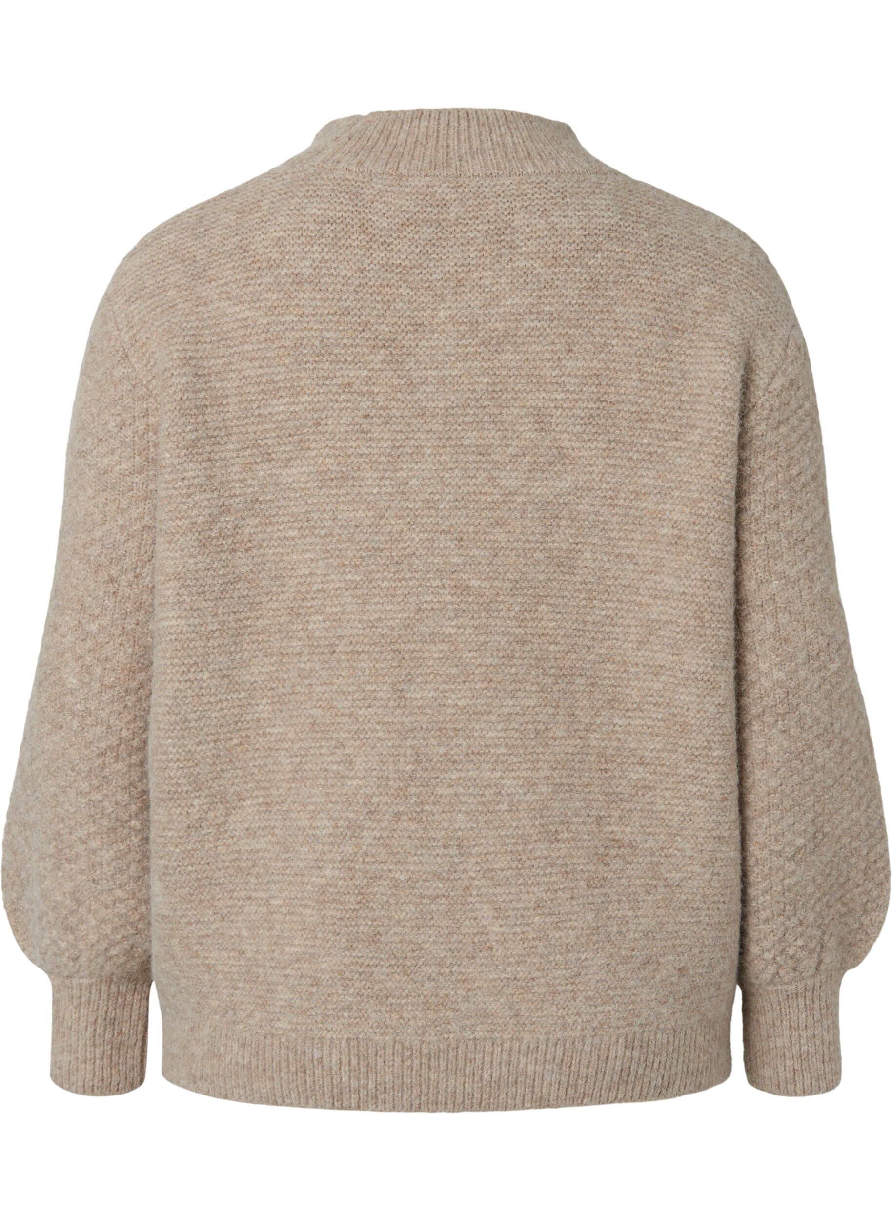 Zizzi M&oslash;nstret striktr&oslash;je med turtleneck, Simply Taupe Mel., Packshot image number 1