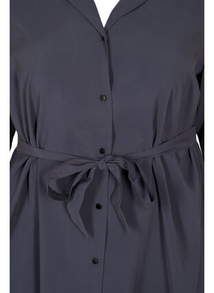Viskose kjole med knapper og bælte, Odysses Gray, Packshot image number 2