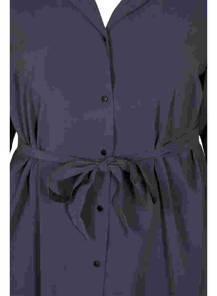 Viskose kjole med knapper og bælte, Odysses Gray, Packshot image number 2