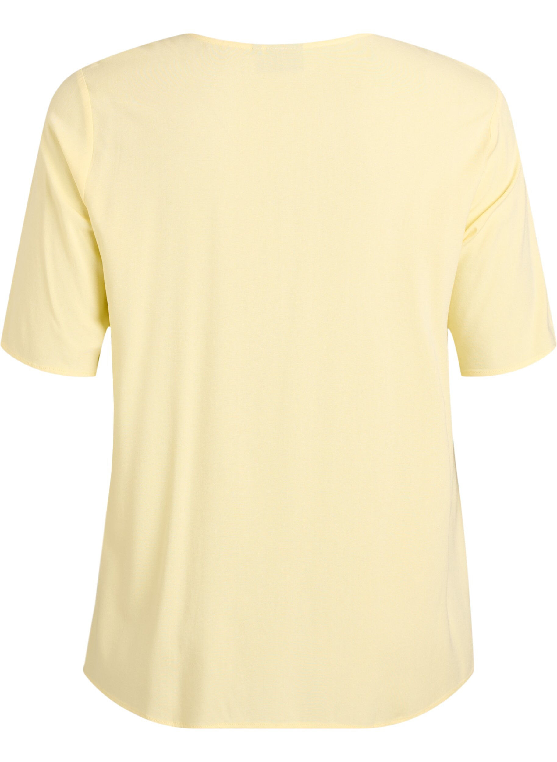 ZizziKort&aelig;rmet v&aelig;vet bluse med rund hals, Gul, Packshot image number 1