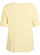 Kort&aelig;rmet v&aelig;vet bluse med rund hals, Gul, Packshot image number 1