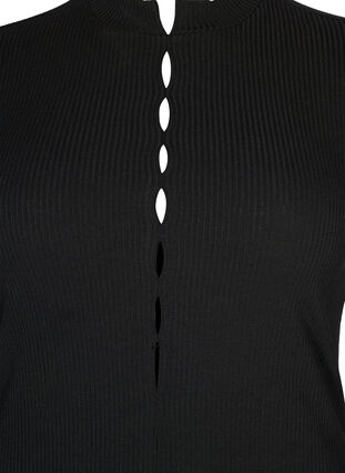 Tætsiddende kjole med huldetaljer, Black, Packshot image number 2