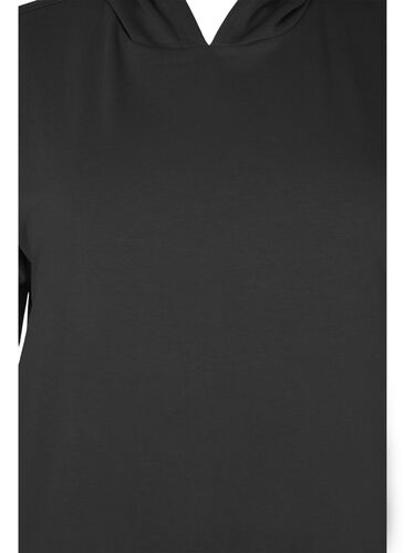 Kortærmet sweatkjole med hætte, Black, Packshot image number 2
