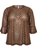 Transparent bluse med pailletter og diamantm&oslash;nster, Brun, Packshot image number 0