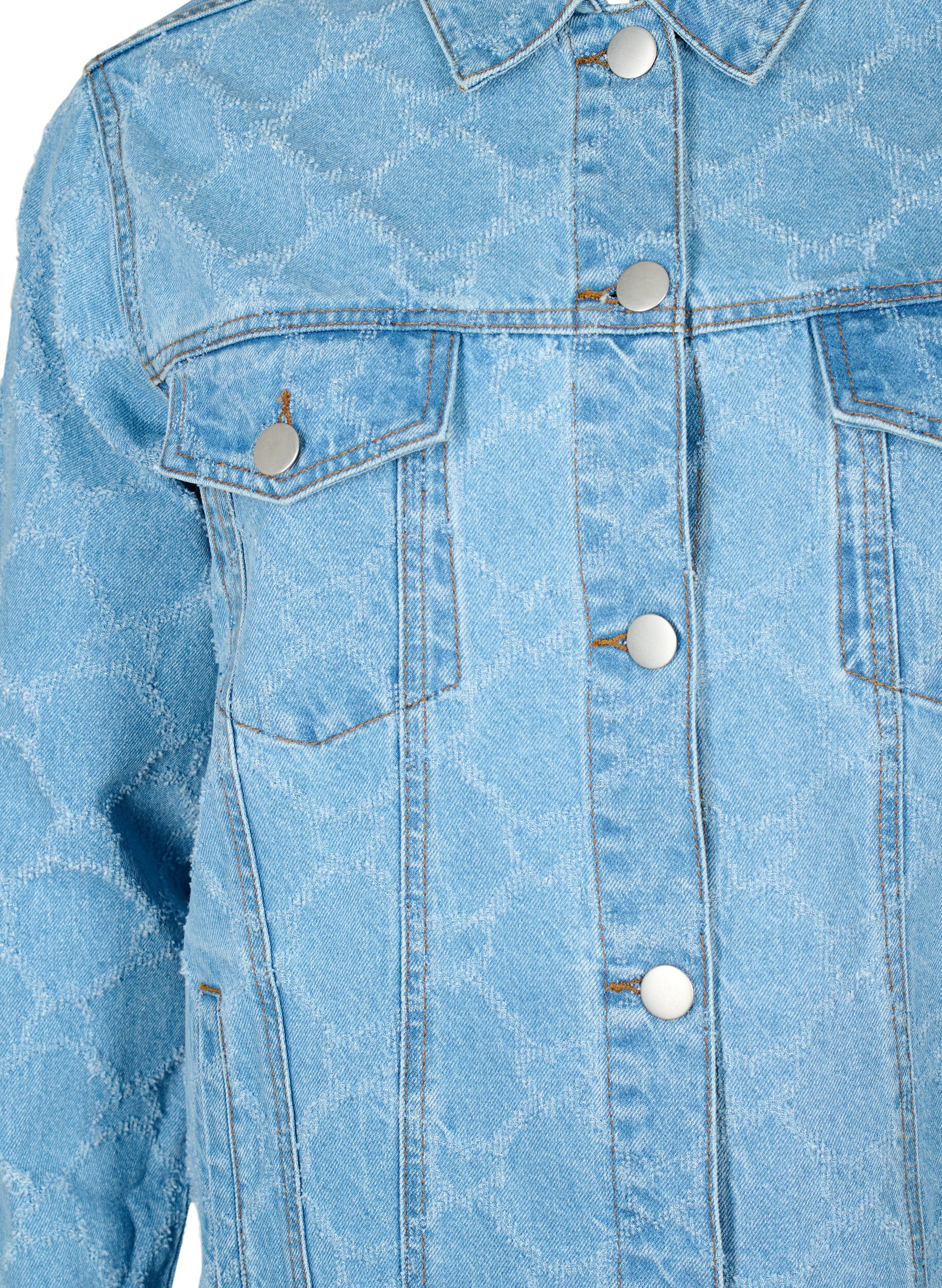 Zizzi Denimjakke med destroy m&oslash;nster , Blue denim, Packshot image number 2