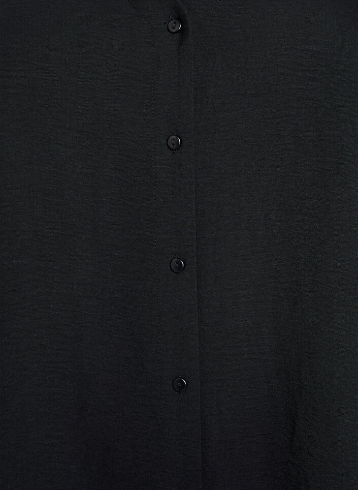 Skjortebluse med V-udsk&aelig;ring og 3/4-&aelig;rmer, Sort, Packshot image number 2