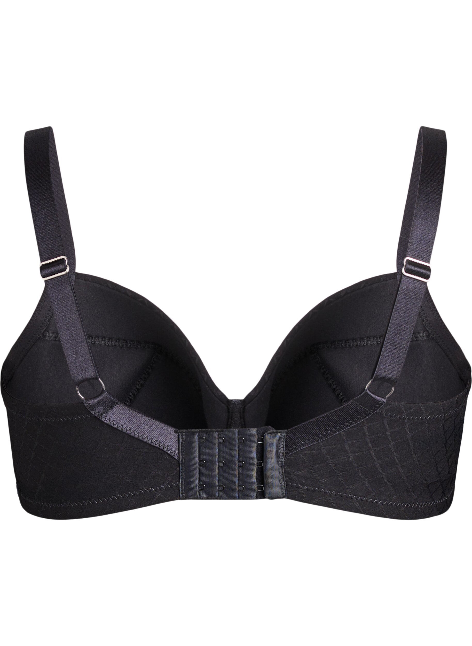 ZizziVatteret microfiber bh med ternet m&oslash;nster, Sort, Packshot image number 1