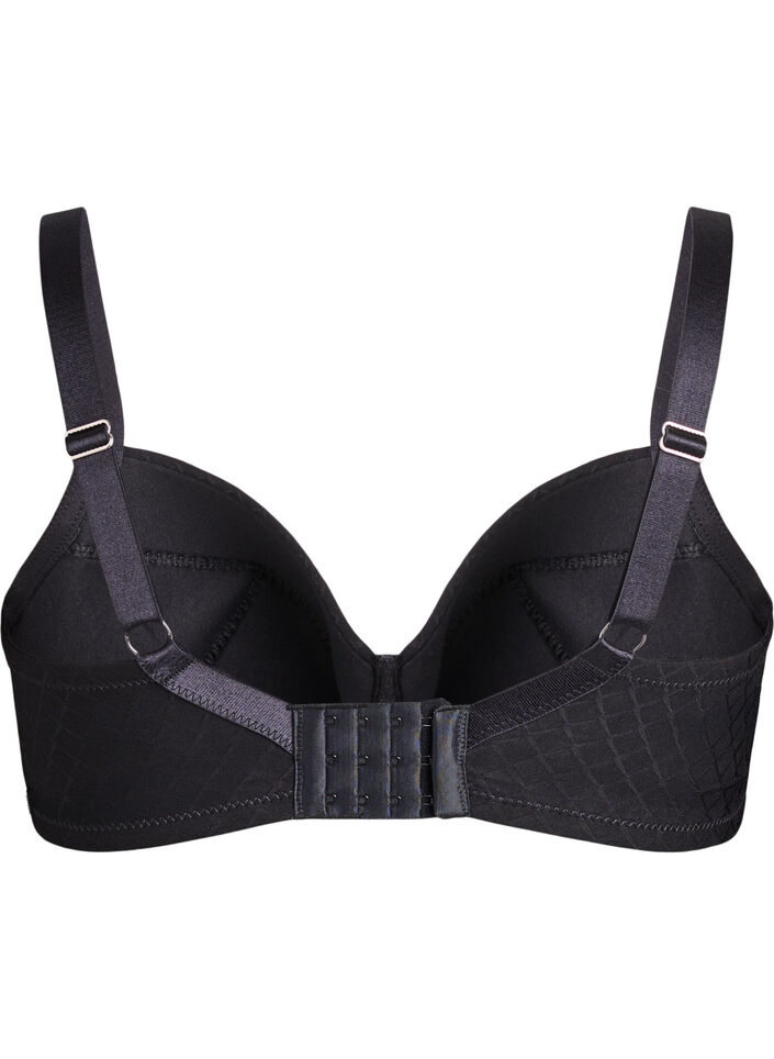 Vatteret microfiber bh med ternet m&oslash;nster, Sort, Packshot image number 1