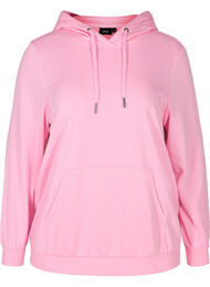 Sweatshirt med hætte og lomme, Prism Pink