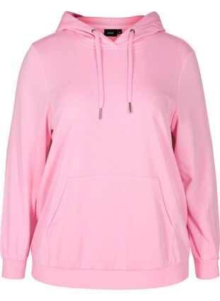 Sweatshirt med hætte og lomme, Prism Pink, Packshot image number 0