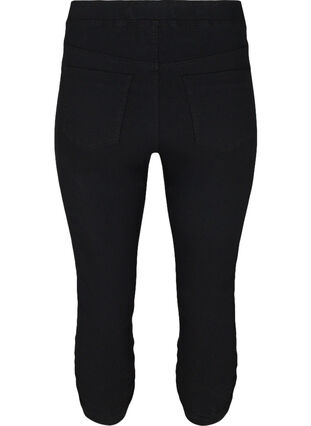 Ensfarvet capri jeans i viskosemix, Black, Packshot image number 1