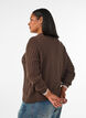 Kabelstrikket cardigan med gyldne knapper, Brun, Model image number 2