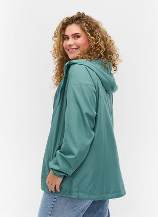 Kort jakke med hætte og justerbar bund, Sagebrush Green, Model image number 1