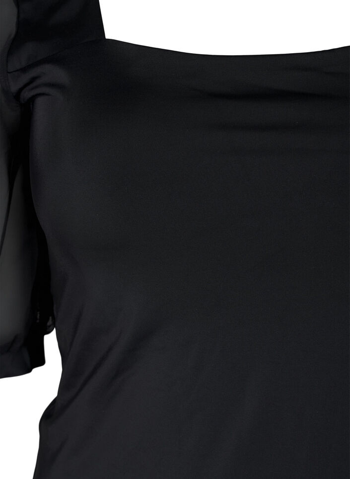 Badedragt med korte mesh ærmer, Black, Packshot image number 2