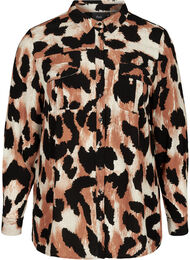 Viskose skjorte med leopard print, Black AOP